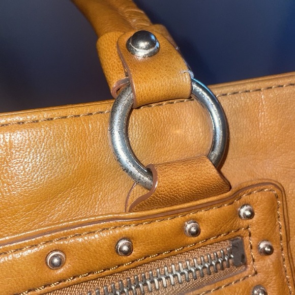 Michael Michael Kors Women's Brown Tan Leather Studded Work Bag Purse Handbag - Picture 12 of 16